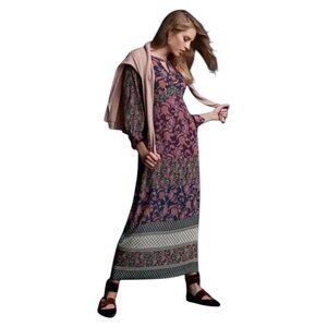Cabi Festive Long Sleeve Floral Boho Maxi Dress Sz S